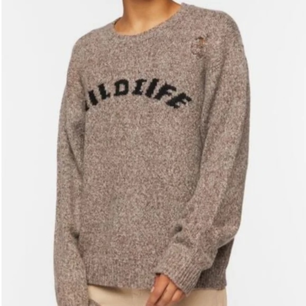 Forever 21 Wildlife Distressed Sweater Sz M